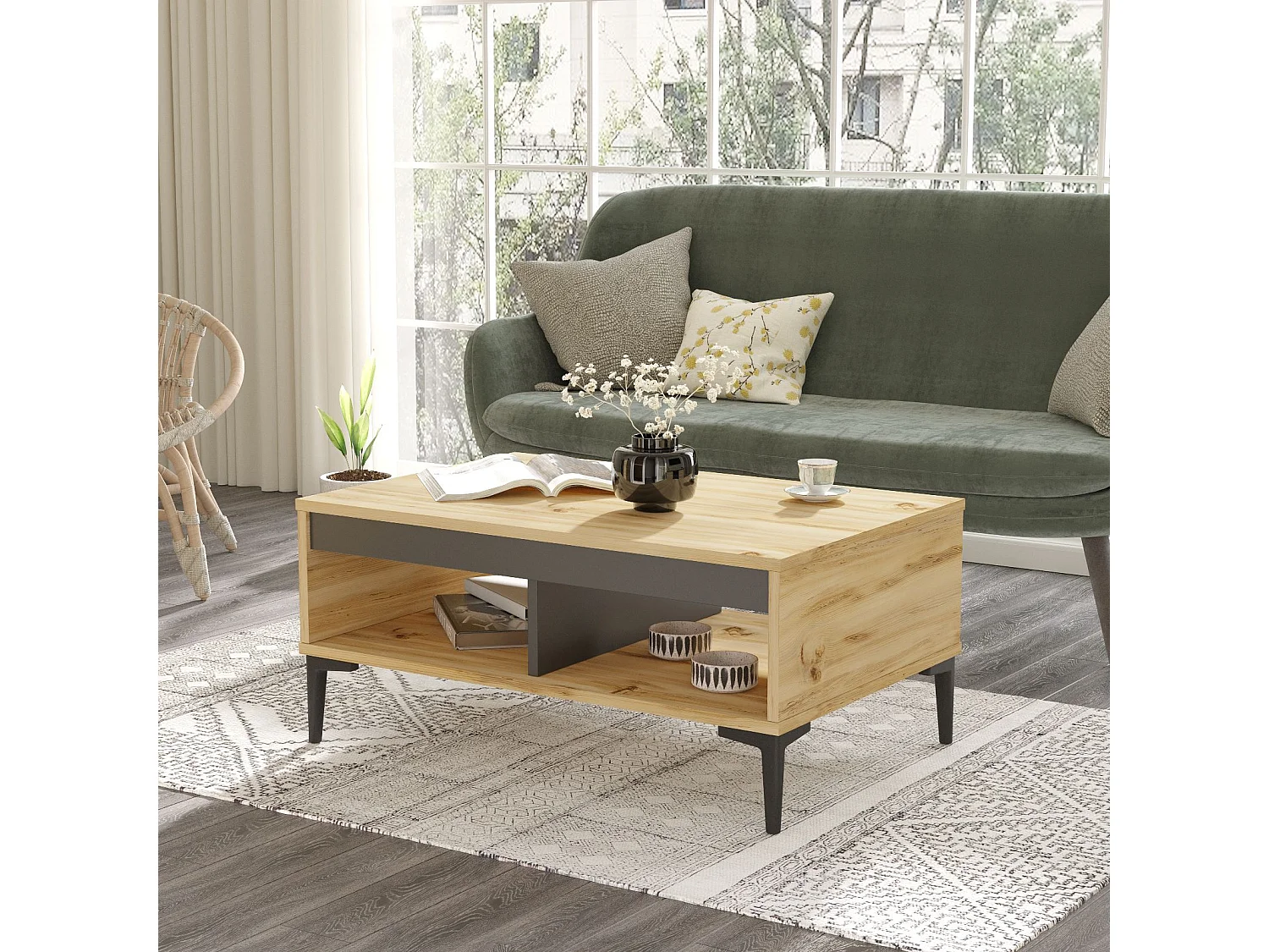 Mesa De Centro Yurupa Aristo - Venprodin - 90 Cm Fieltro - Antracita