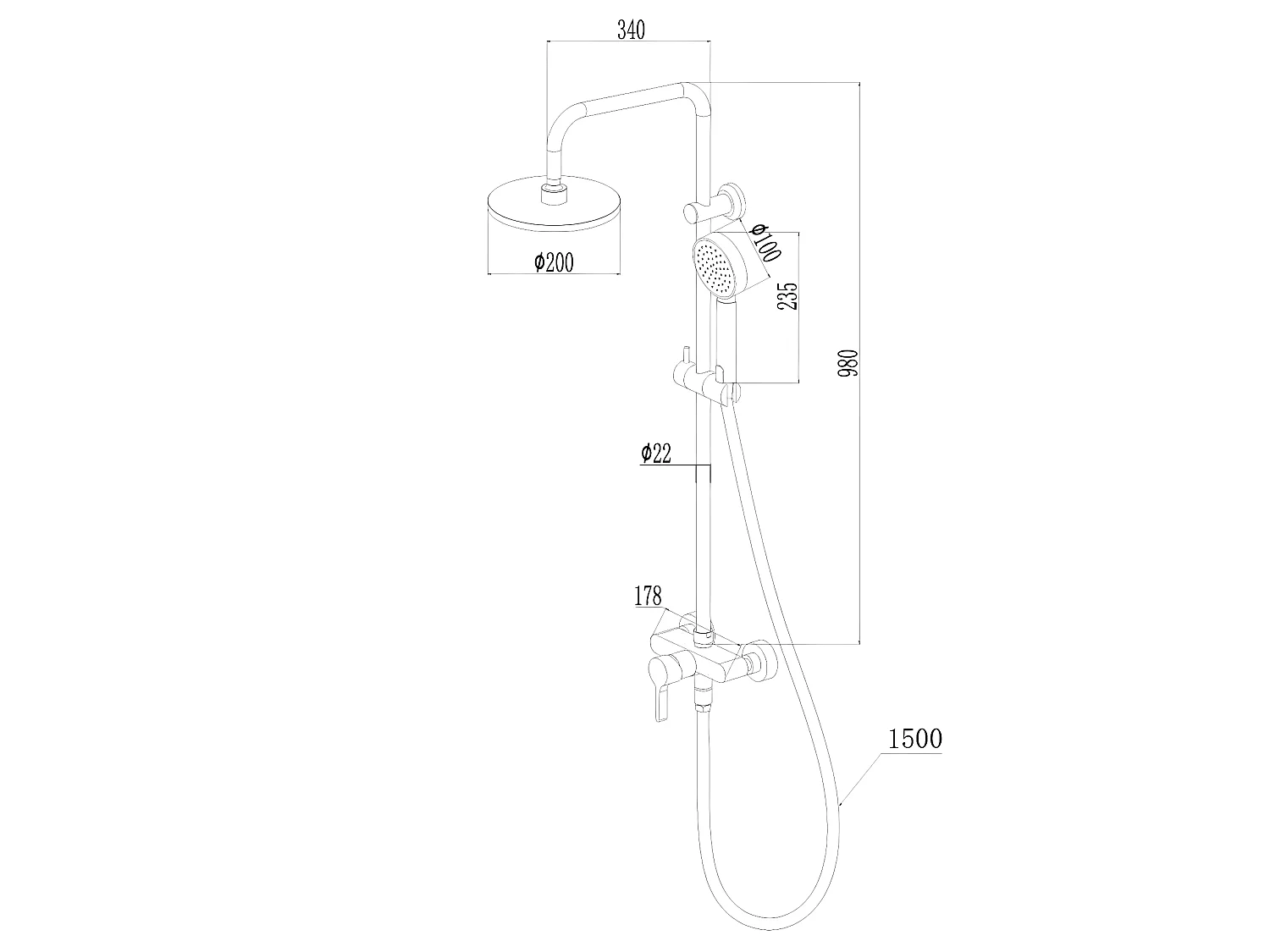 Delice Mechanische Duschsäule schwarz Essebagno