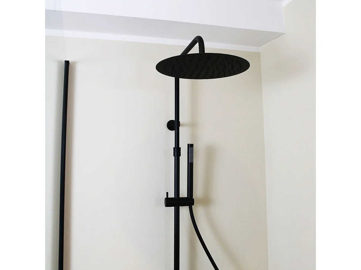 Delice II colonne de douche thermostatique noire avec corps froid - Essebagno