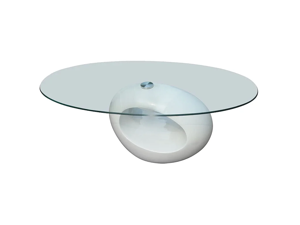 Table basse avec dessus de table en verre ovale Blanc brillant