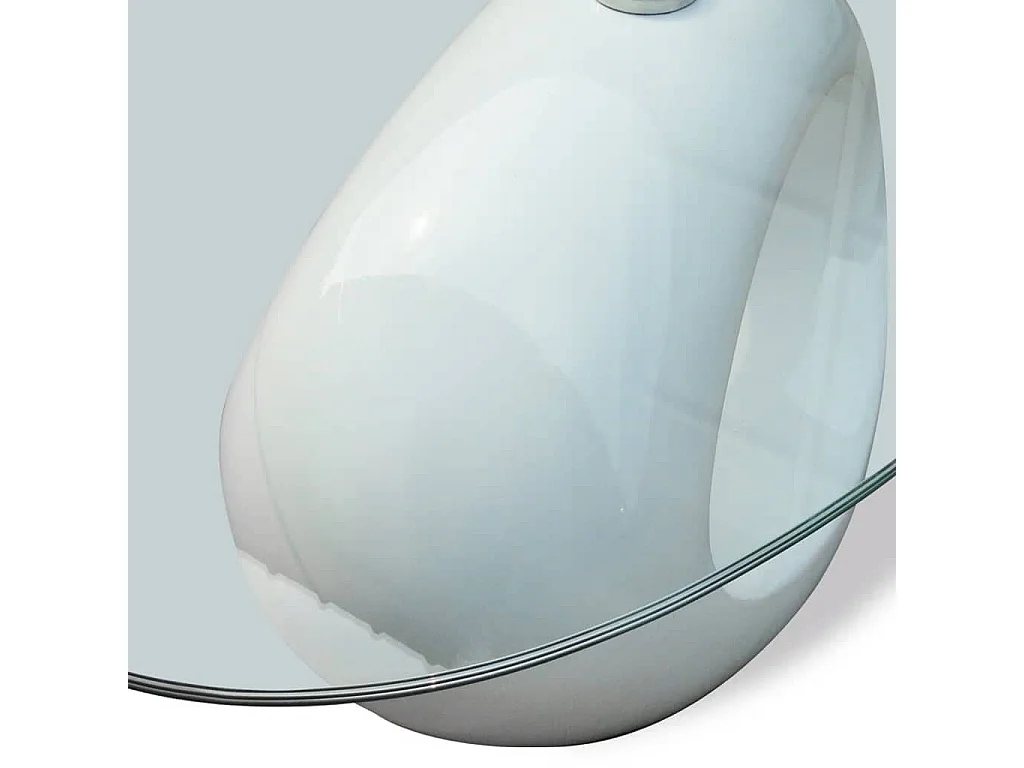 Table basse avec dessus de table en verre ovale Blanc brillant