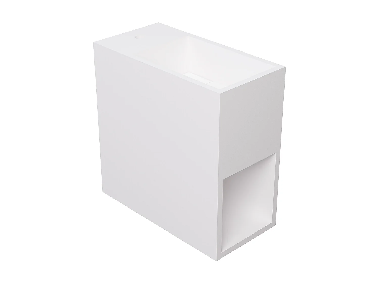 Lave main suspendu blanc en solid surface avec niche - Robinetterie à gauche - 40 cm - PUMORI