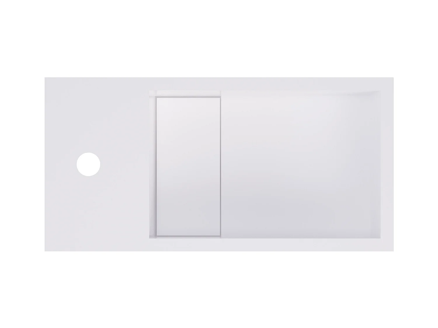 Lave main suspendu blanc en solid surface avec niche - Robinetterie à gauche - 40 cm - PUMORI