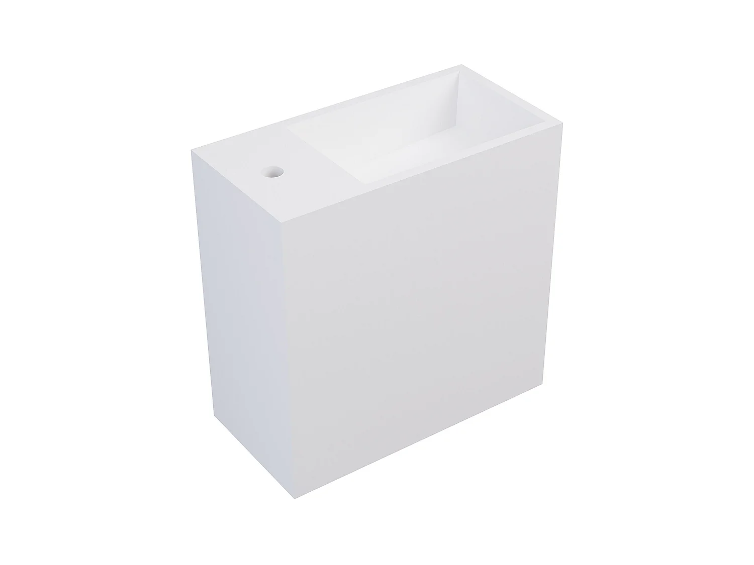 Lave main suspendu blanc en solid surface avec niche - Robinetterie à gauche - 40 cm - PUMORI