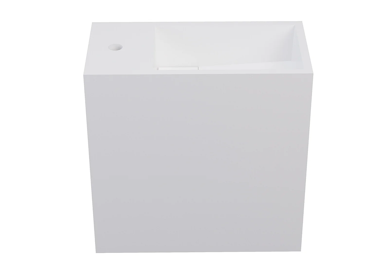 Lave main suspendu blanc en solid surface avec niche - Robinetterie à gauche - 40 cm - PUMORI