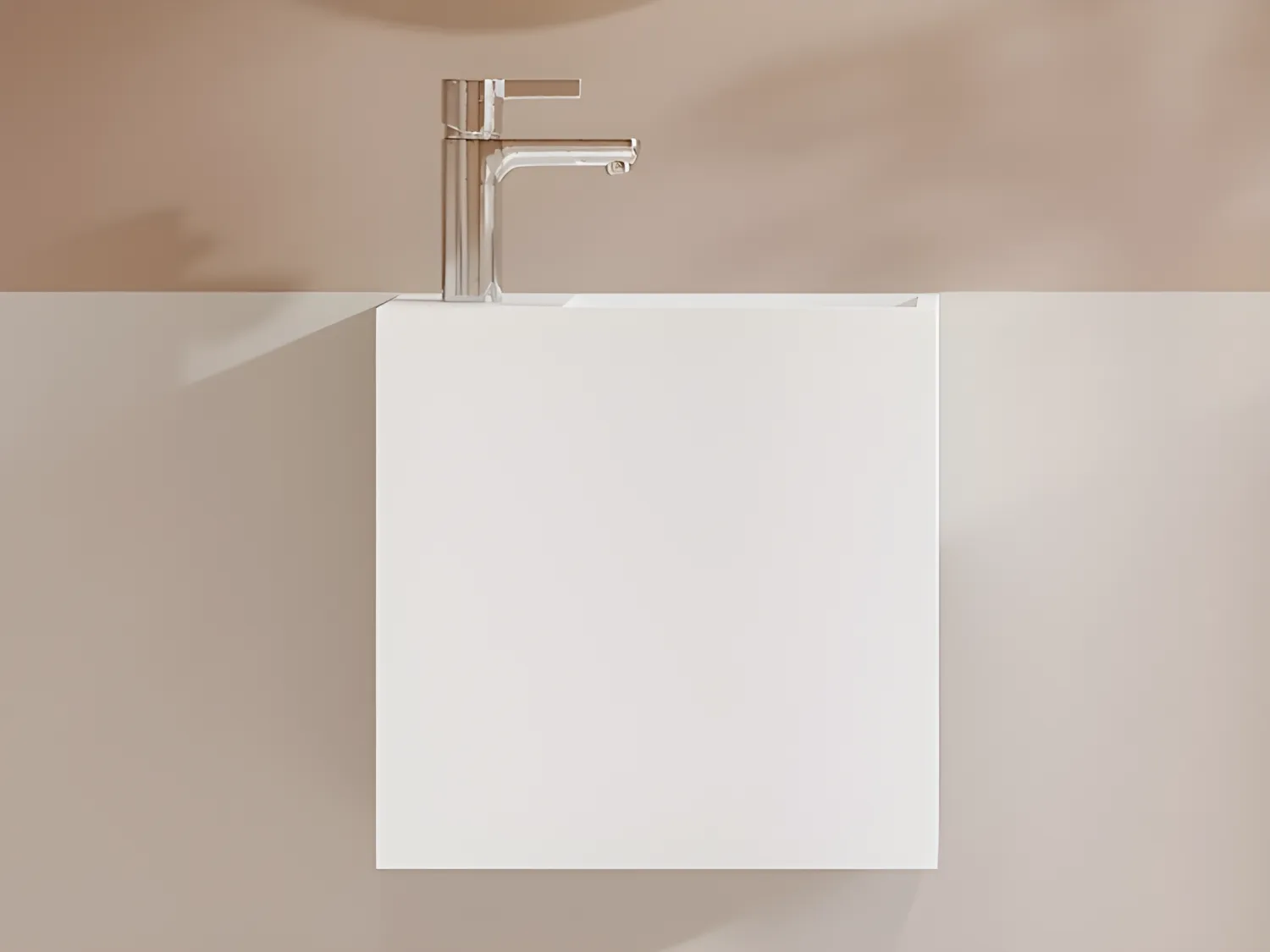 Lavabo sospeso con nicchia Rubinetto a sinistra 40 cm in Solid Surface Bianco - PUMORI