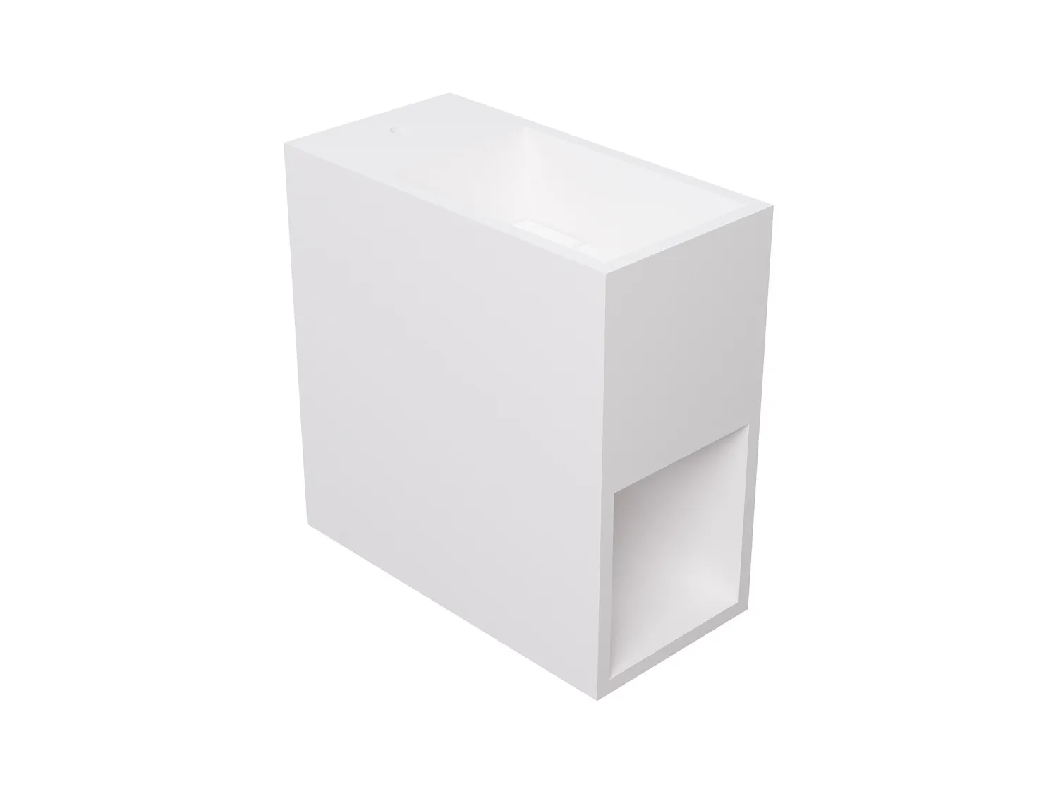 Håndvask i hvidt solid surface, vægmonteret med niche - Armatur til venstre - 40 cm - PUMORI