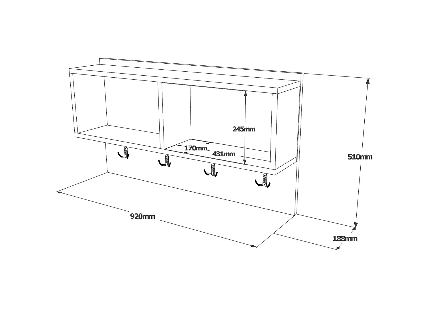 Portemanteau Armoire Avec Etagère Brian - Venprodin - 92 Cm Blanc