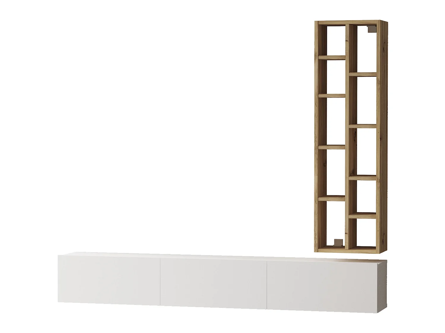 Meuble TV et étagère Luvio - Venprodin - 175 cm Feutre-Blanc