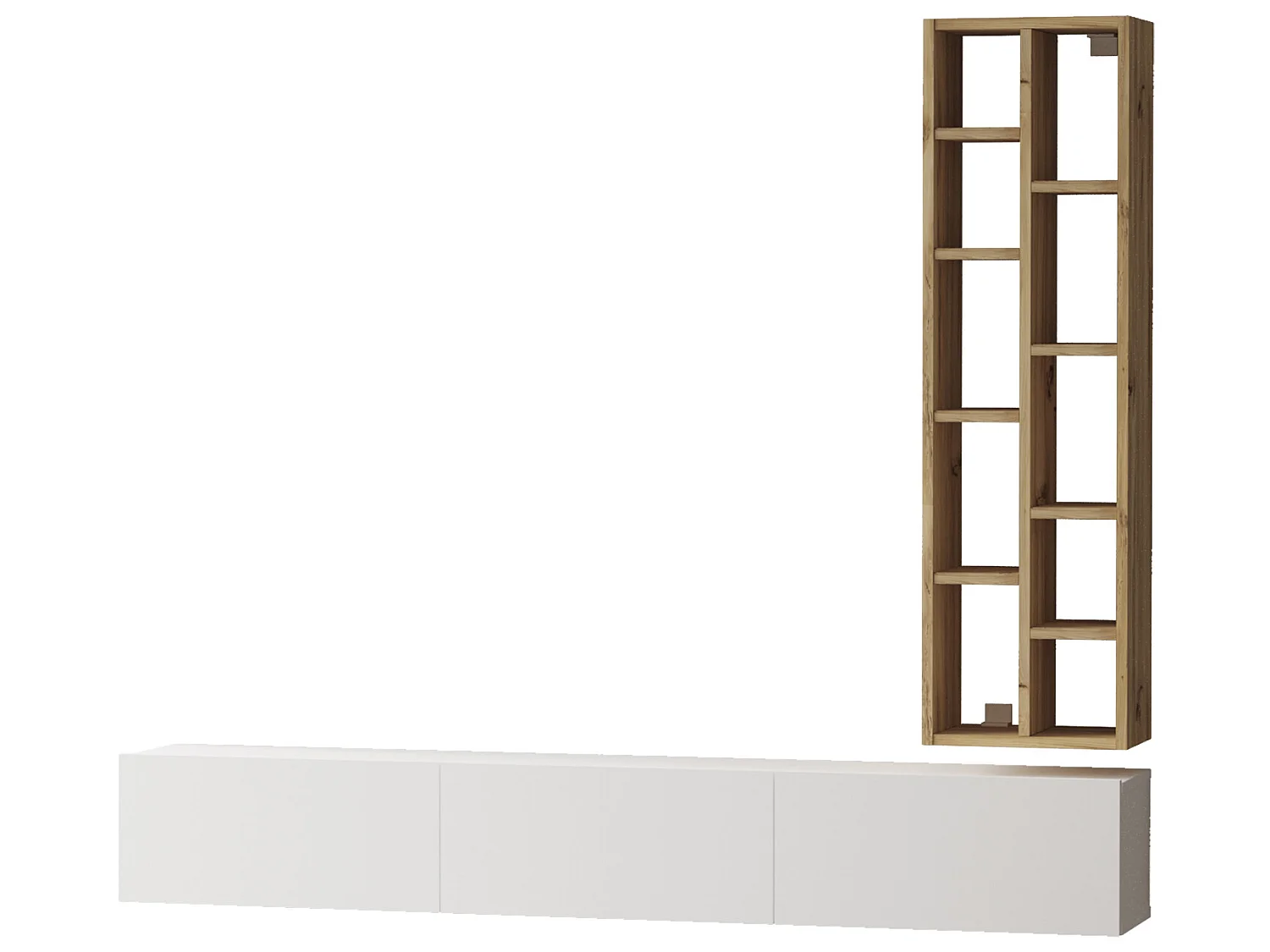 Armário e prateleira de TV Luvio - Venprodin - 175 cm feltro branco