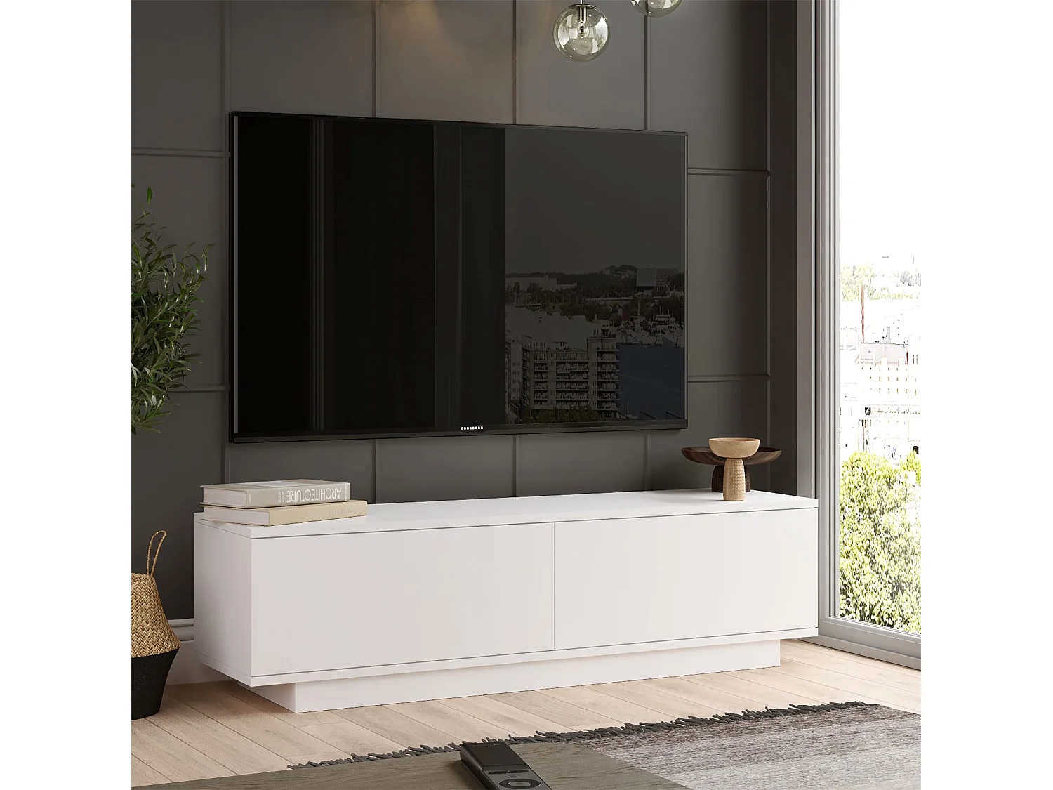 Mueble Tv 2 Puertas - Venprodin - 140 Cm Blanco