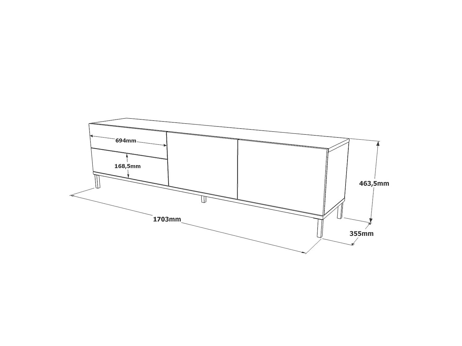 Mueble Luvio Tv Patas De Metal - Venprodin - 170 Cm Roble