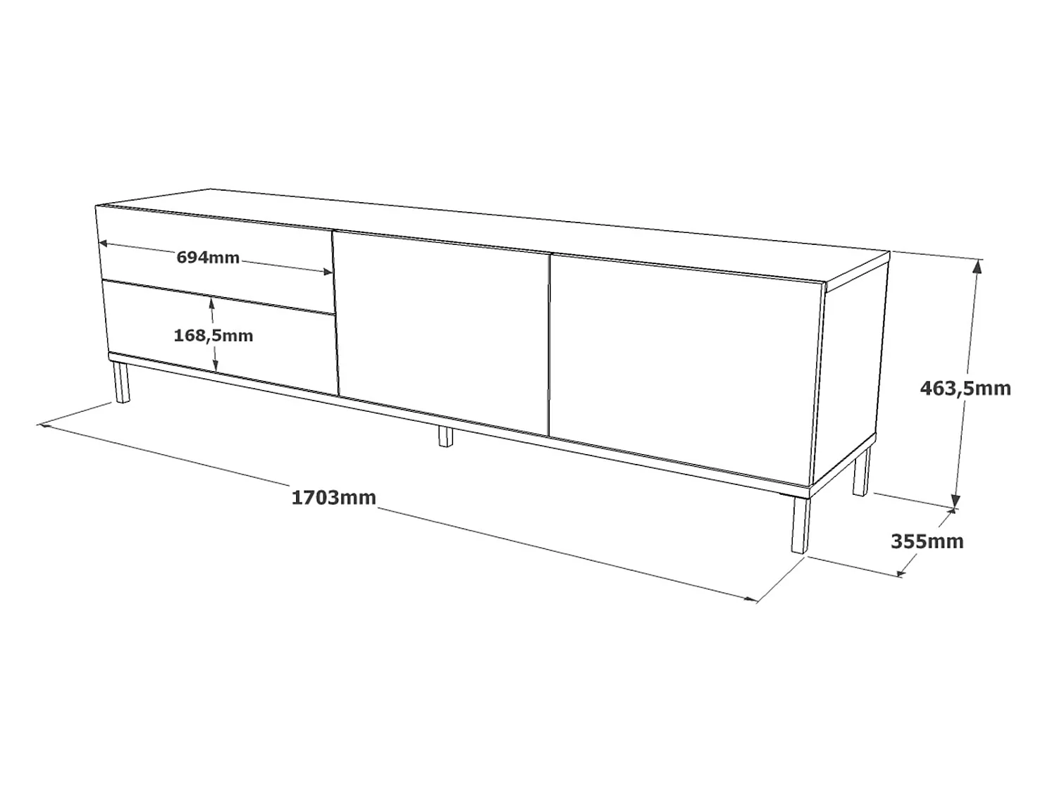 Mueble Luvio Tv Patas De Metal - Venprodin - 170 Cm Roble