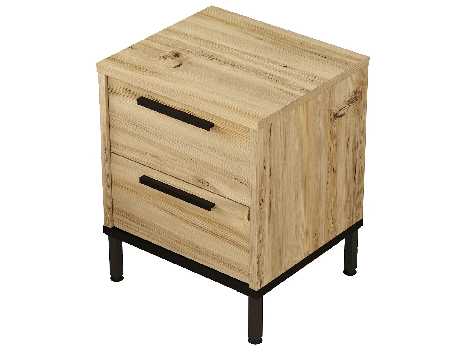 Mesa de cabeceira com 2 gavetas e pés de metal - Venprodin - feltro 35 cm - preto