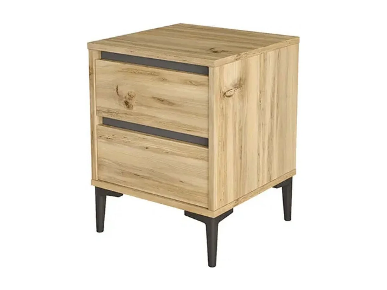 Table De Chevet Avec 2 Tiroirs - Venprodin - Feutre 45 Cm - Anthracite