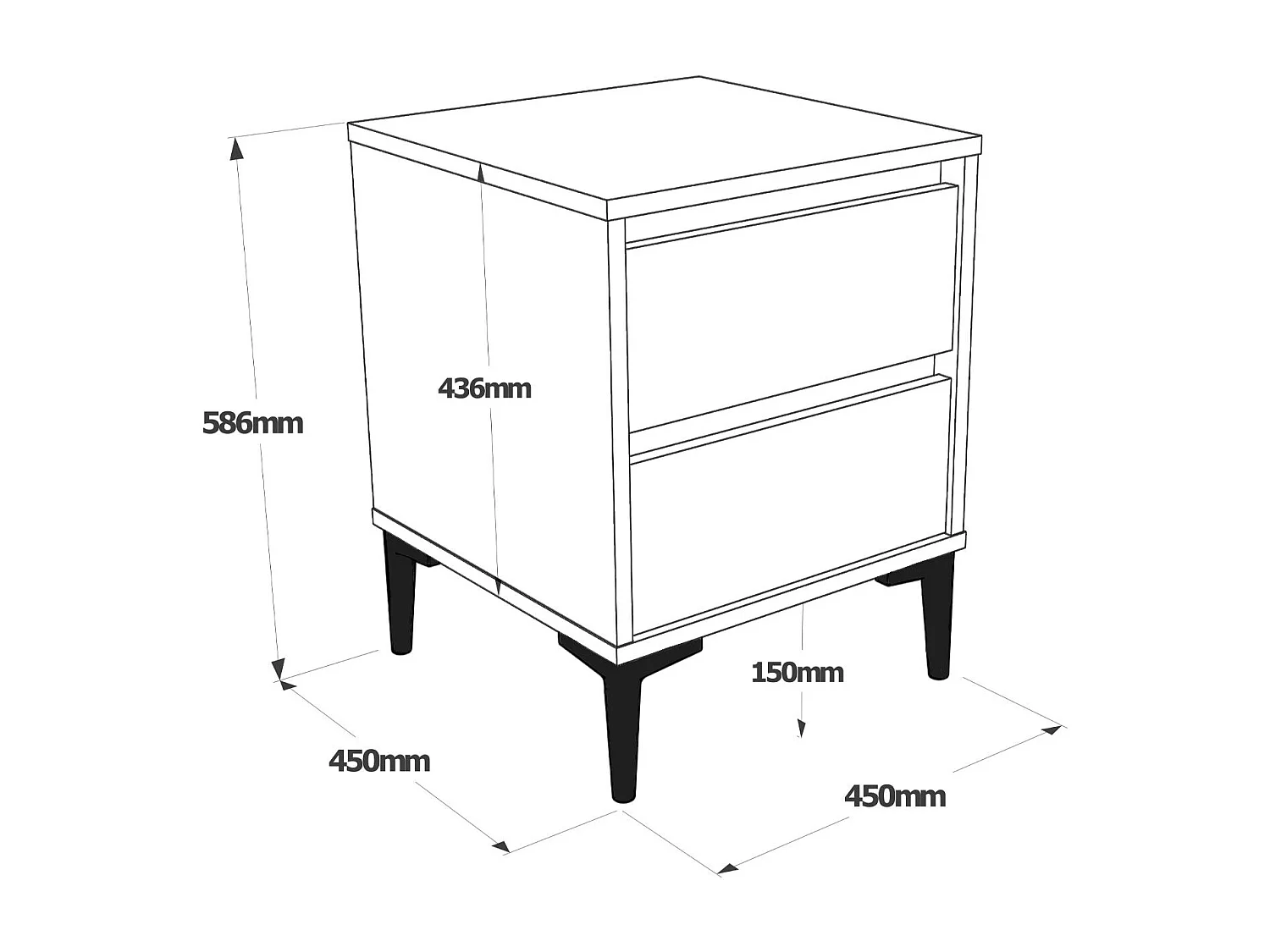 Table De Chevet Avec 2 Tiroirs - Venprodin - Feutre 45 Cm - Anthracite