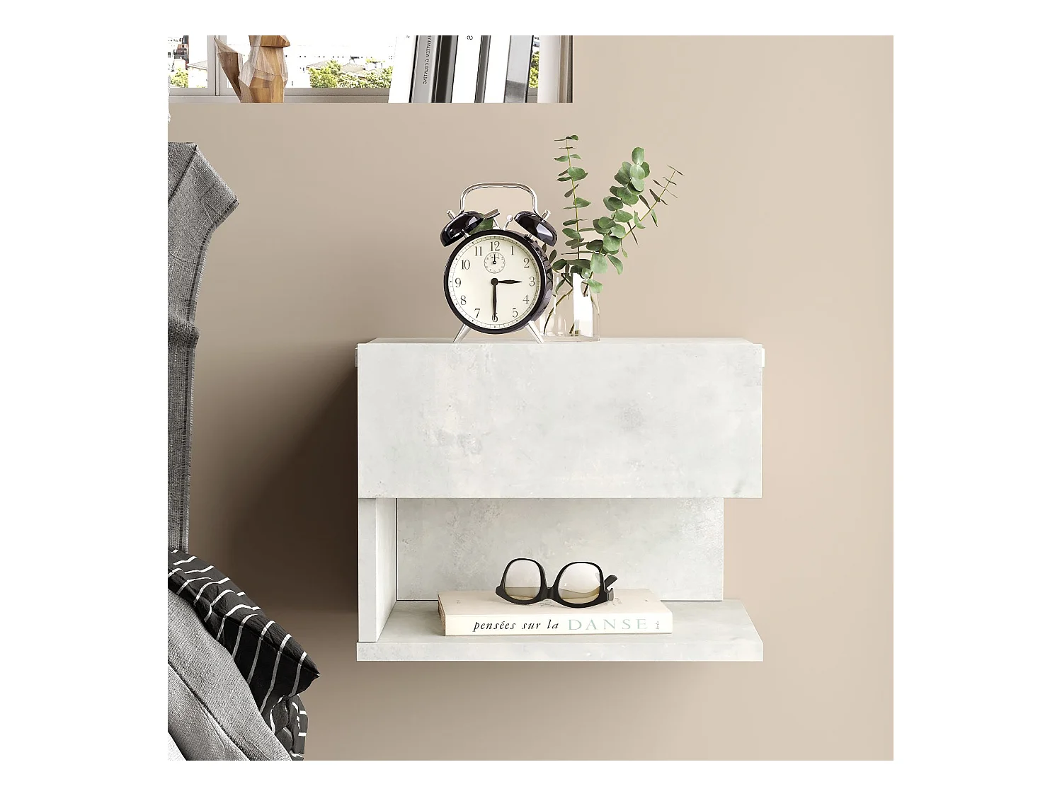 Mesa de cabeceira de parede Luvio - Venprodin - Pedra 35 cm