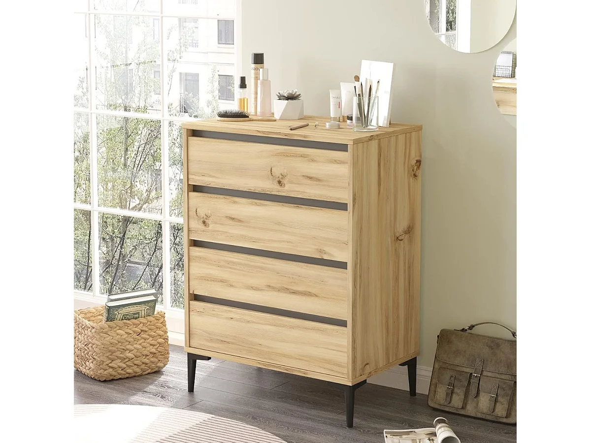 Cômoda com 4 gavetas - Venprodin - Feltro 72 cm - Antracite