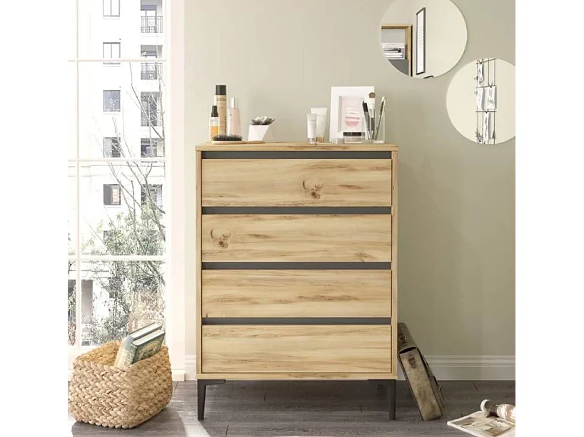 Cômoda com 4 gavetas - Venprodin - Feltro 72 cm - Antracite