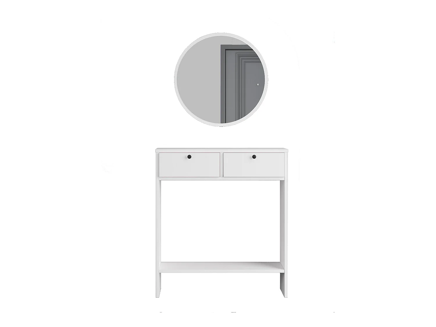 Cómoda Larris Con Espejo, 2 Cajones - Venprodin - 24 Cm Blanco