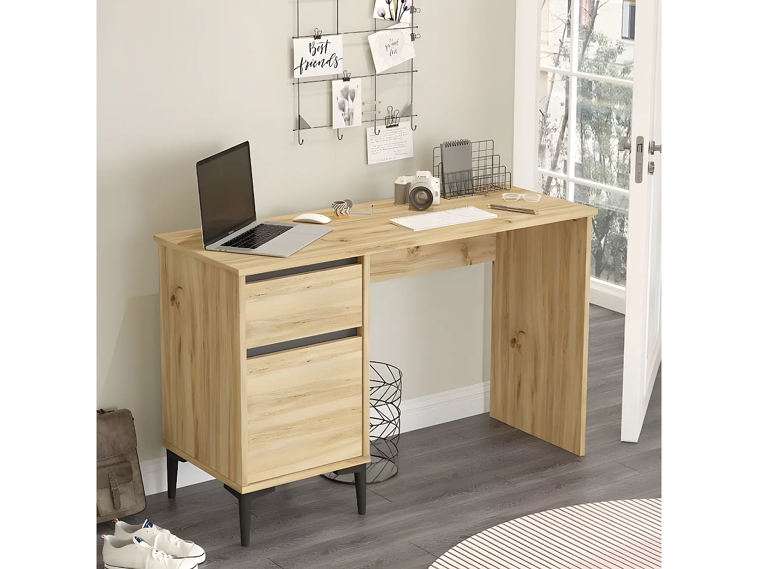 Mesa de estudo Yurupa Aristo 1 gaveta - Venprodin - feltro 120 cm - antracite