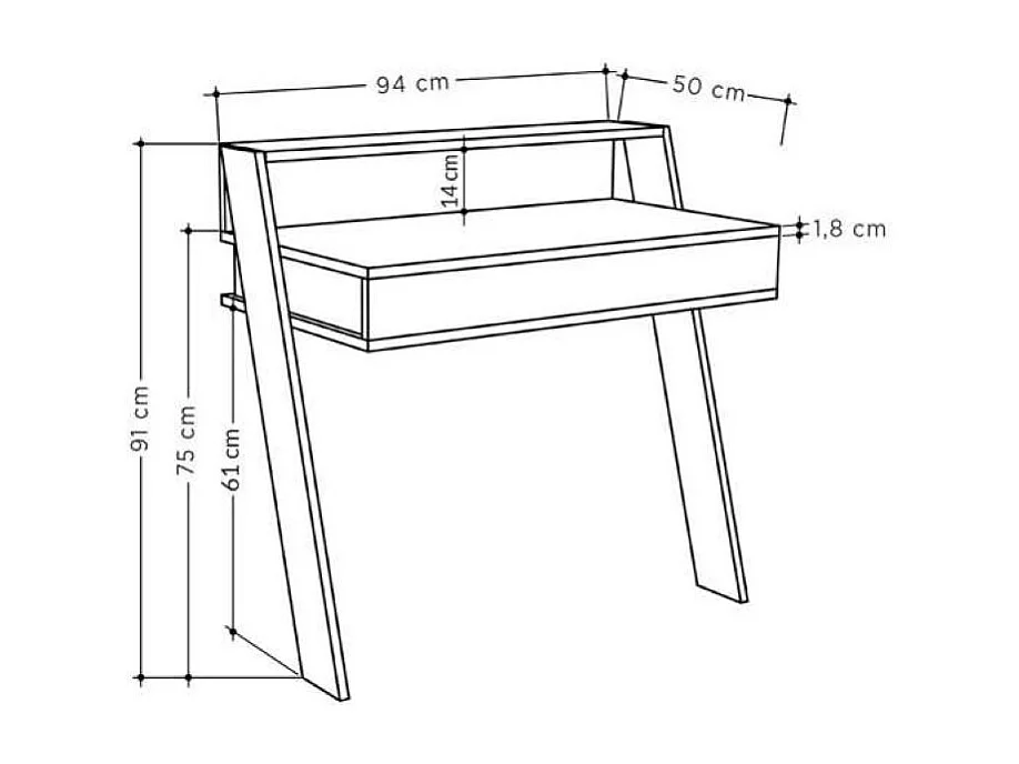 Arbeitstisch COWORK -  Weiß - 94 x 50 x 91 cm