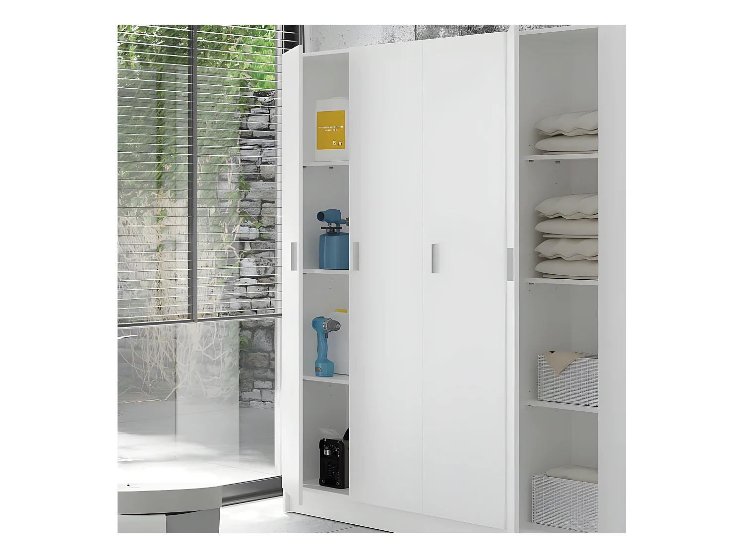 Armoire 1 porte - Blanc - MULA - L 37 x l 37x H 180