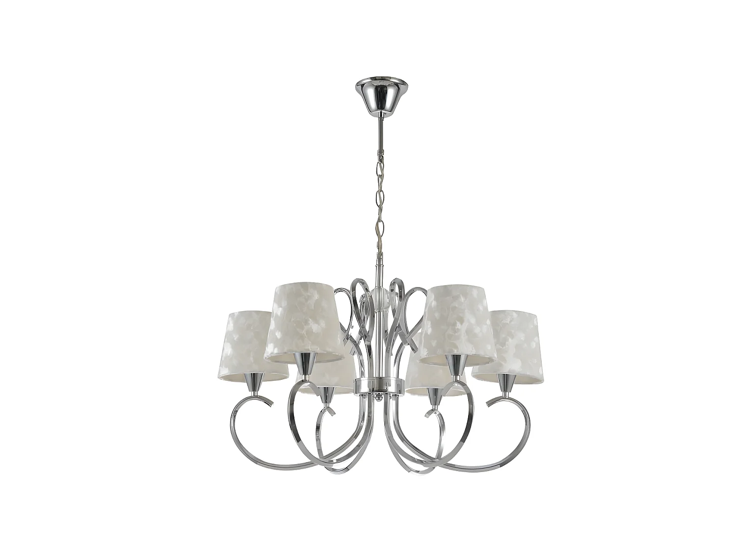 Lampe Cancun à 6 lumières xe14, abat-jour blanc chromé FABRILAMP