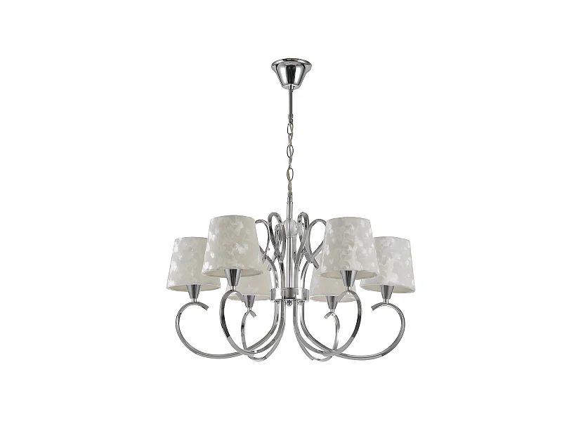 Lampe Cancun à 6 lumières xe14, abat-jour blanc chromé FABRILAMP