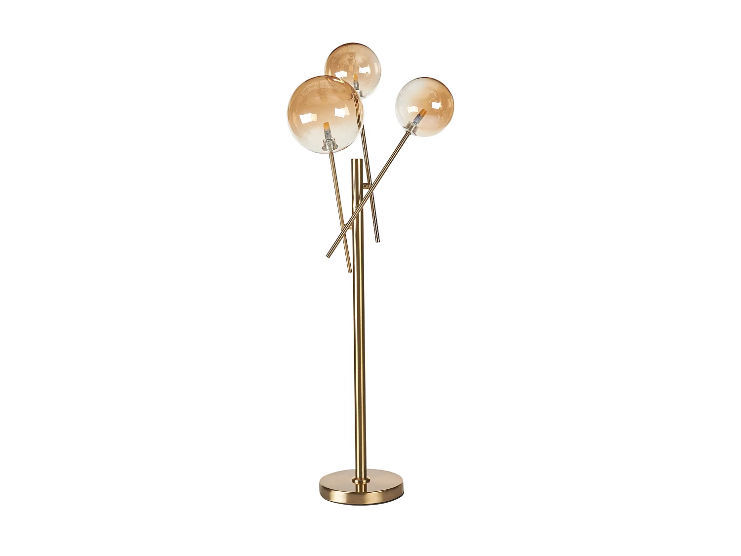 Tischlampe Metall und Glas gold rund mit 3 Schirmen Kugelform 70cm modern Tamesi