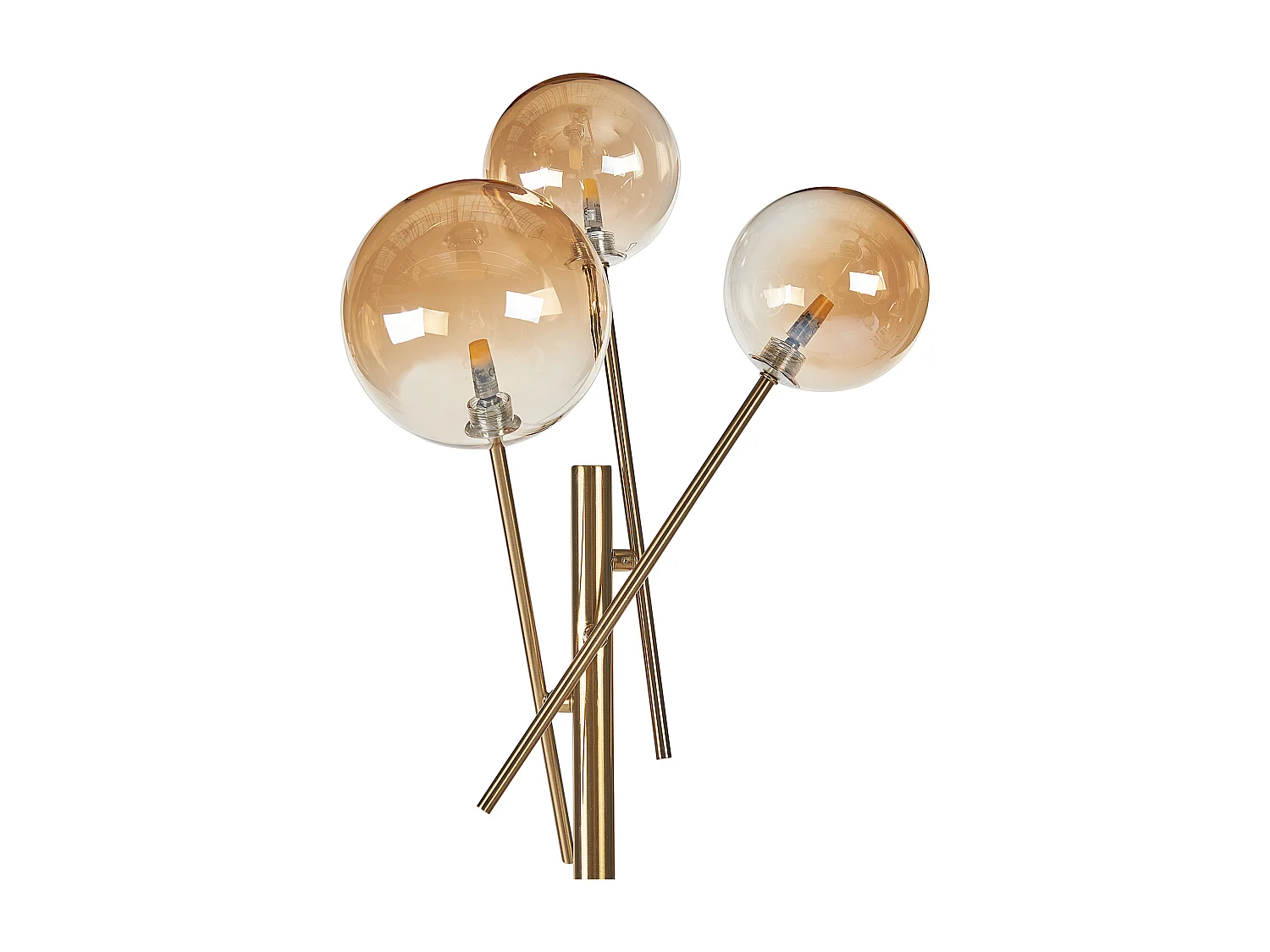 Tischlampe Metall und Glas gold rund mit 3 Schirmen Kugelform 70cm modern Tamesi