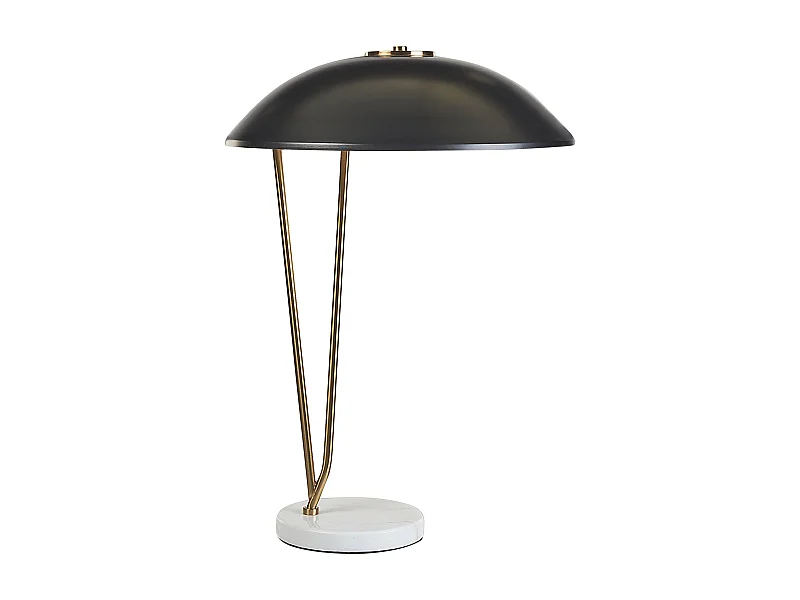 Tischlampe Metall schwarz / gold rund mit Schirm Marmorfuß 58 cm modern Danto