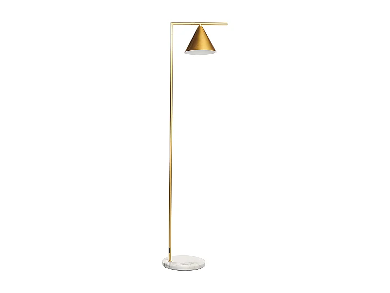 Stehlampe Metall gold mit Schirm Kegelform runder Marmorfuß 155 cm modern Mocal