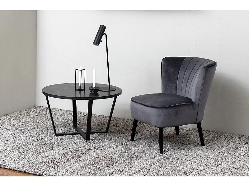 Table basse ronde effet marbre noir HARLEM