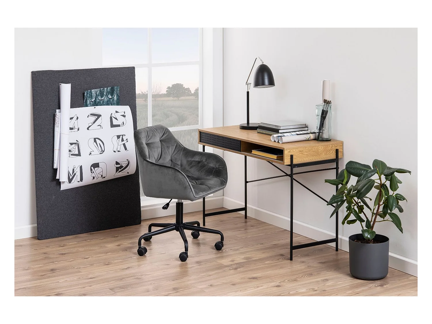 Bureau industriel avec niche et porte coulissante MUSHU