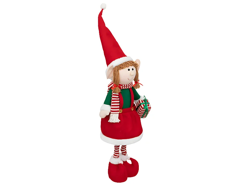 Déco de Noël Lutin téléscopique avec bonnet H maxi 110 cm