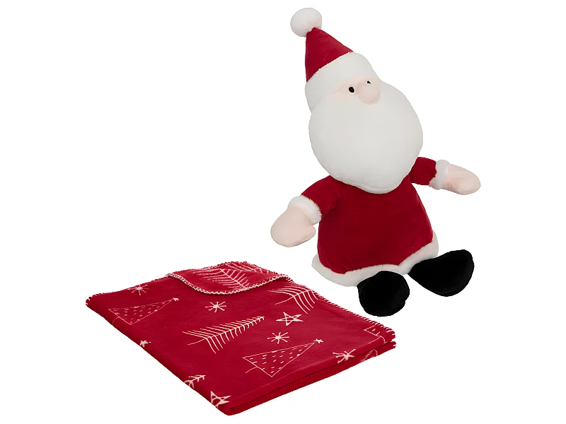 Plaid et Peluche Père Noël traditionnel Rouge et Blanc