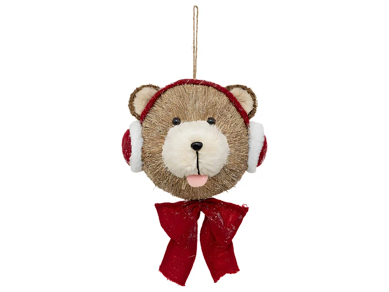 Suspension de Noël Ours avec Bonnet de Père Noël H 37 cm