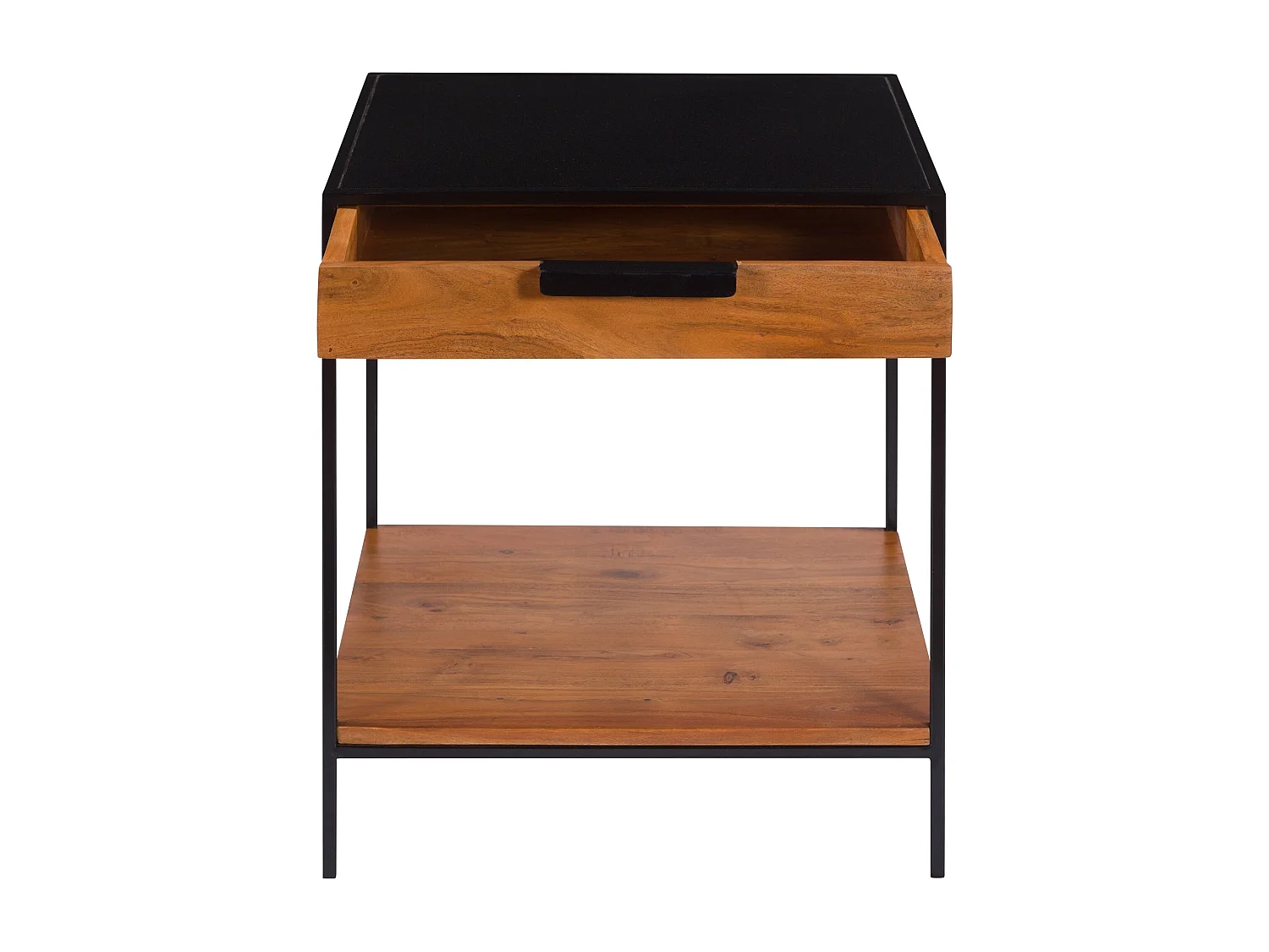 Table de chevet 1 tiroir en bois d'acacia et métal - Salama