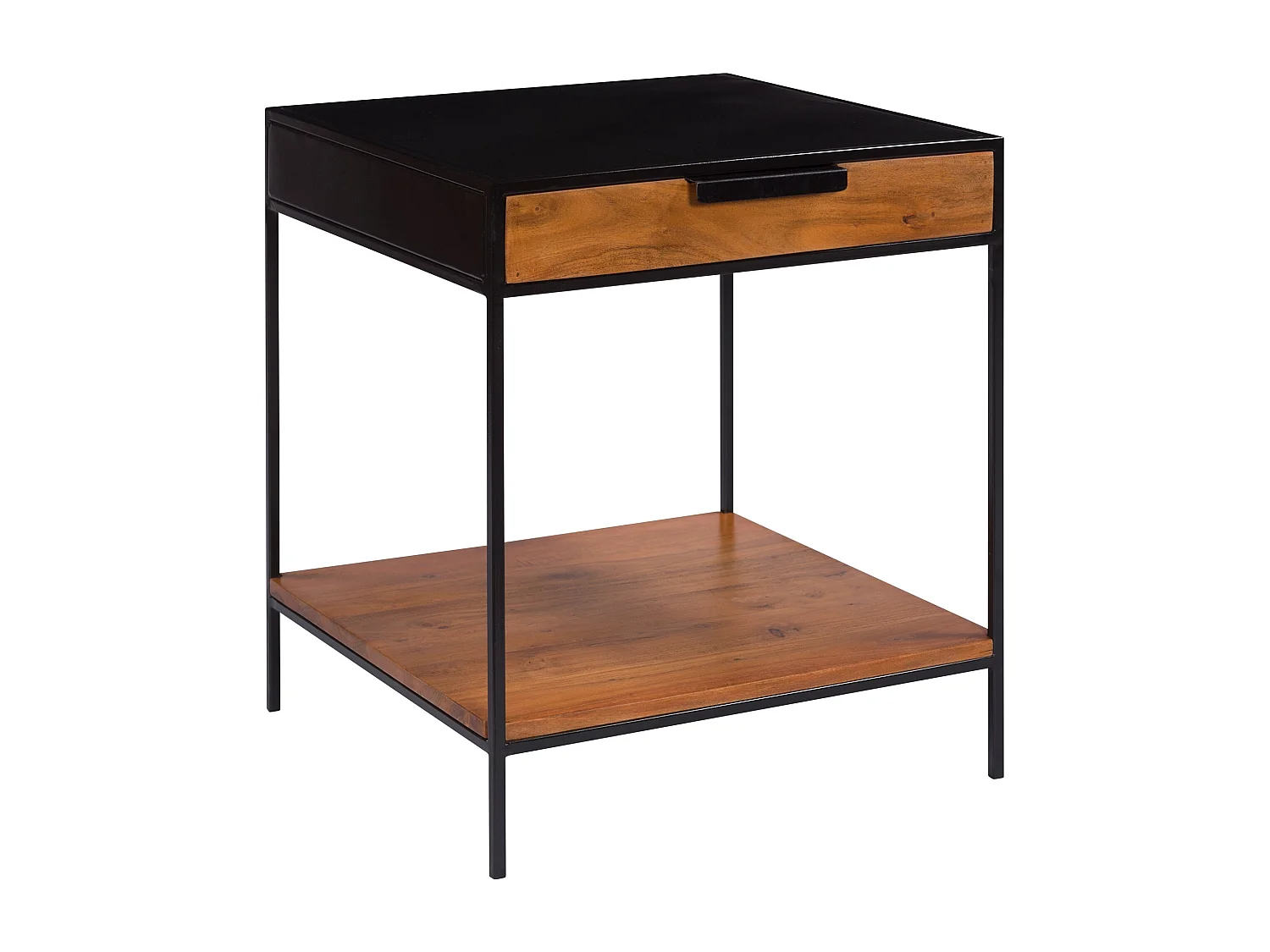 Table de chevet 1 tiroir en bois d'acacia et métal - Salama