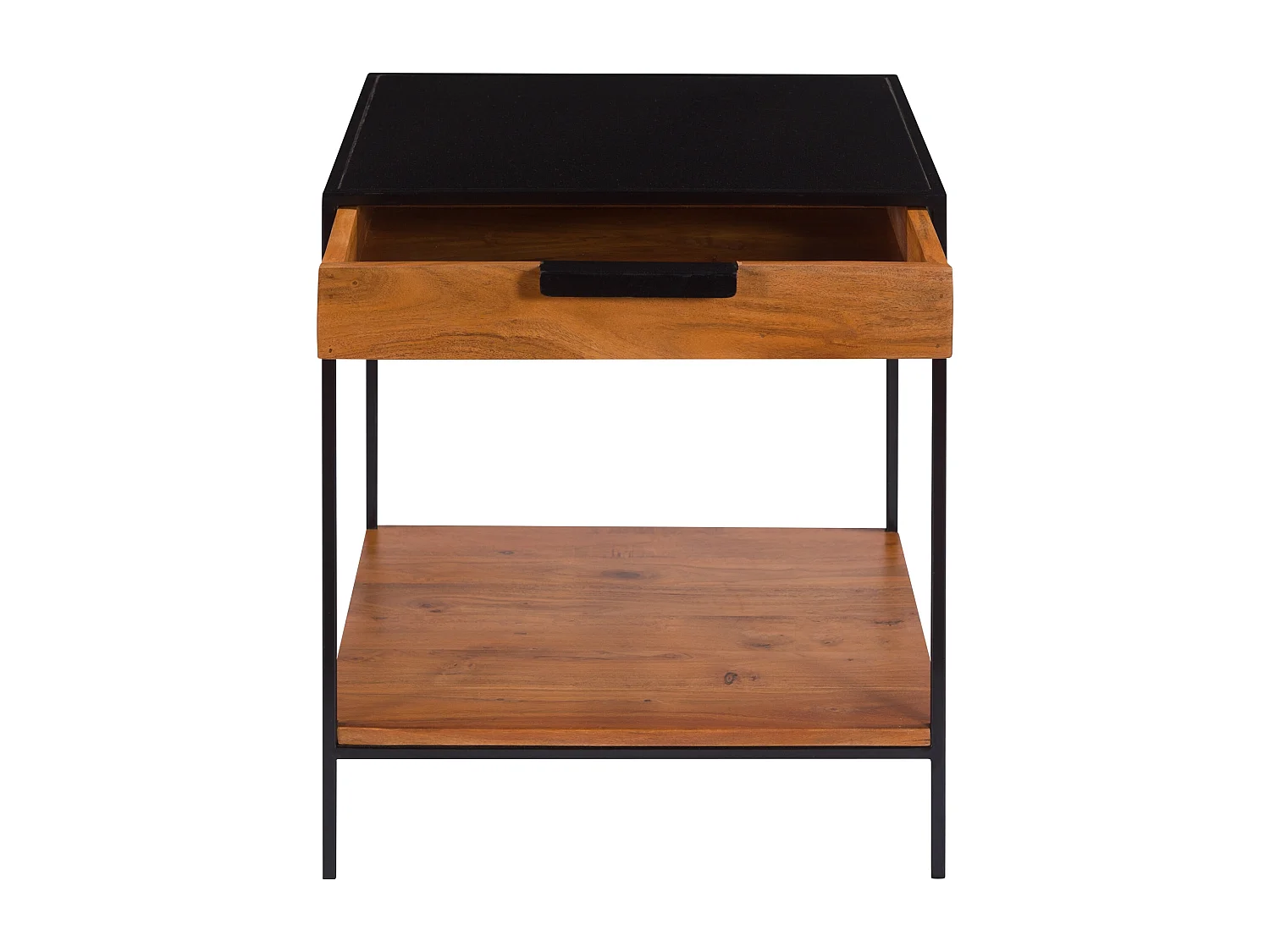 Table de chevet 1 tiroir en bois d'acacia et métal - Salama