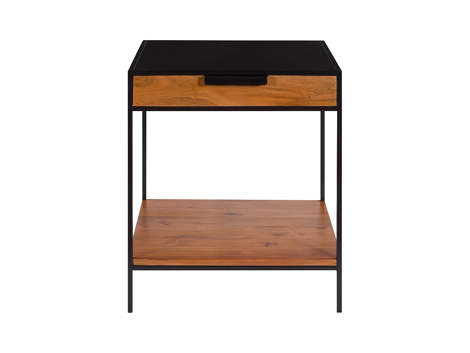 Comodino con 1 cassetto in legno di acacia e metallo - Salama