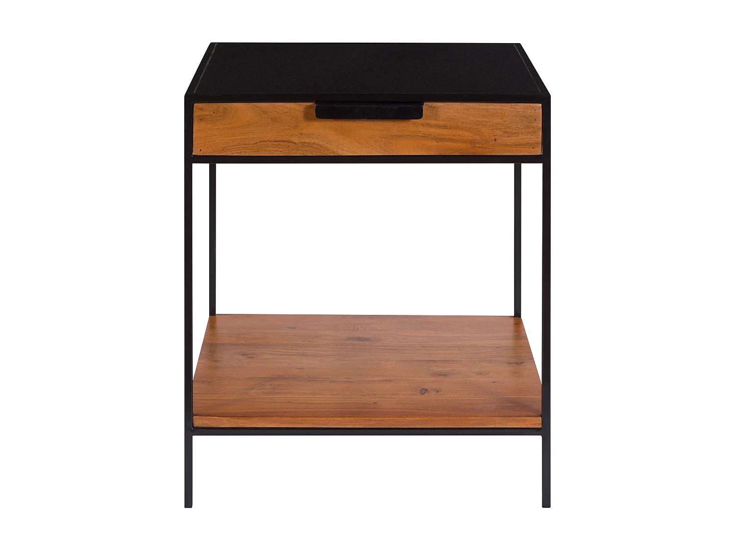 Table de chevet 1 tiroir en bois d'acacia et métal - Salama