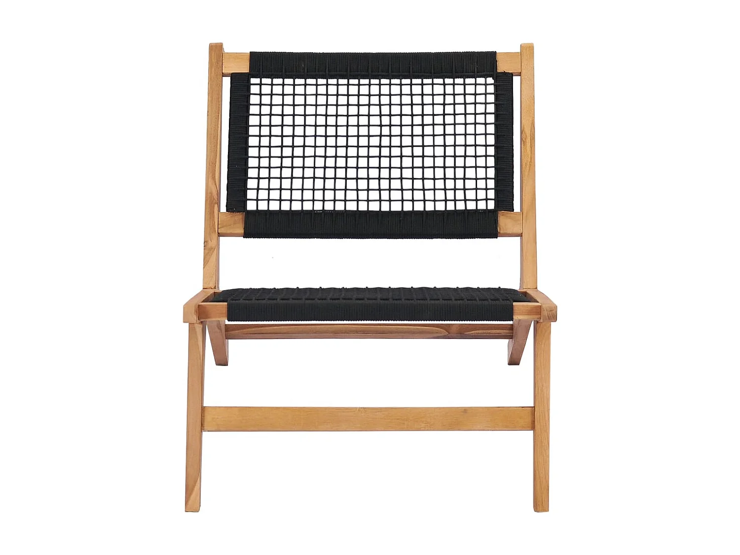 Tumbona tumbona para tomar el sol cama de jardín terraza muebles de exterior con reposapiés de madera maciza de teca y cuerda 02_0012571