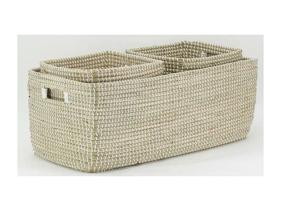 Grandes corbeilles de rangement en jonc