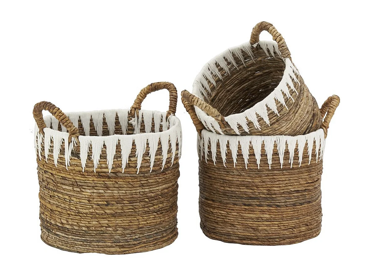 Corbeilles rondes en bananier et coton (lot de 3)