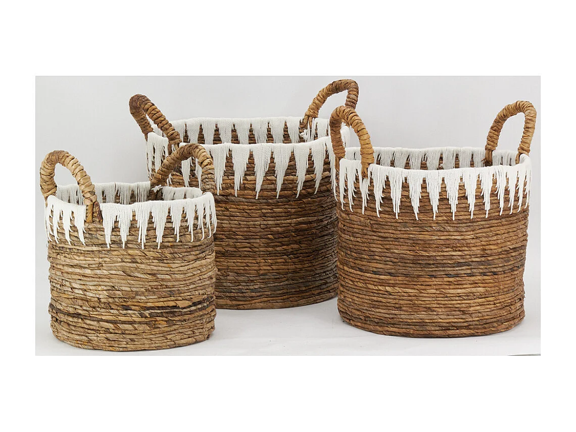 Corbeilles rondes en bananier et coton (lot de 3)