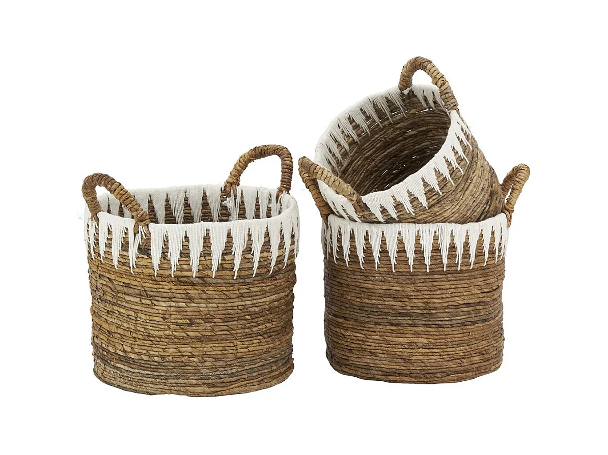 Corbeilles rondes en bananier et coton (lot de 3)