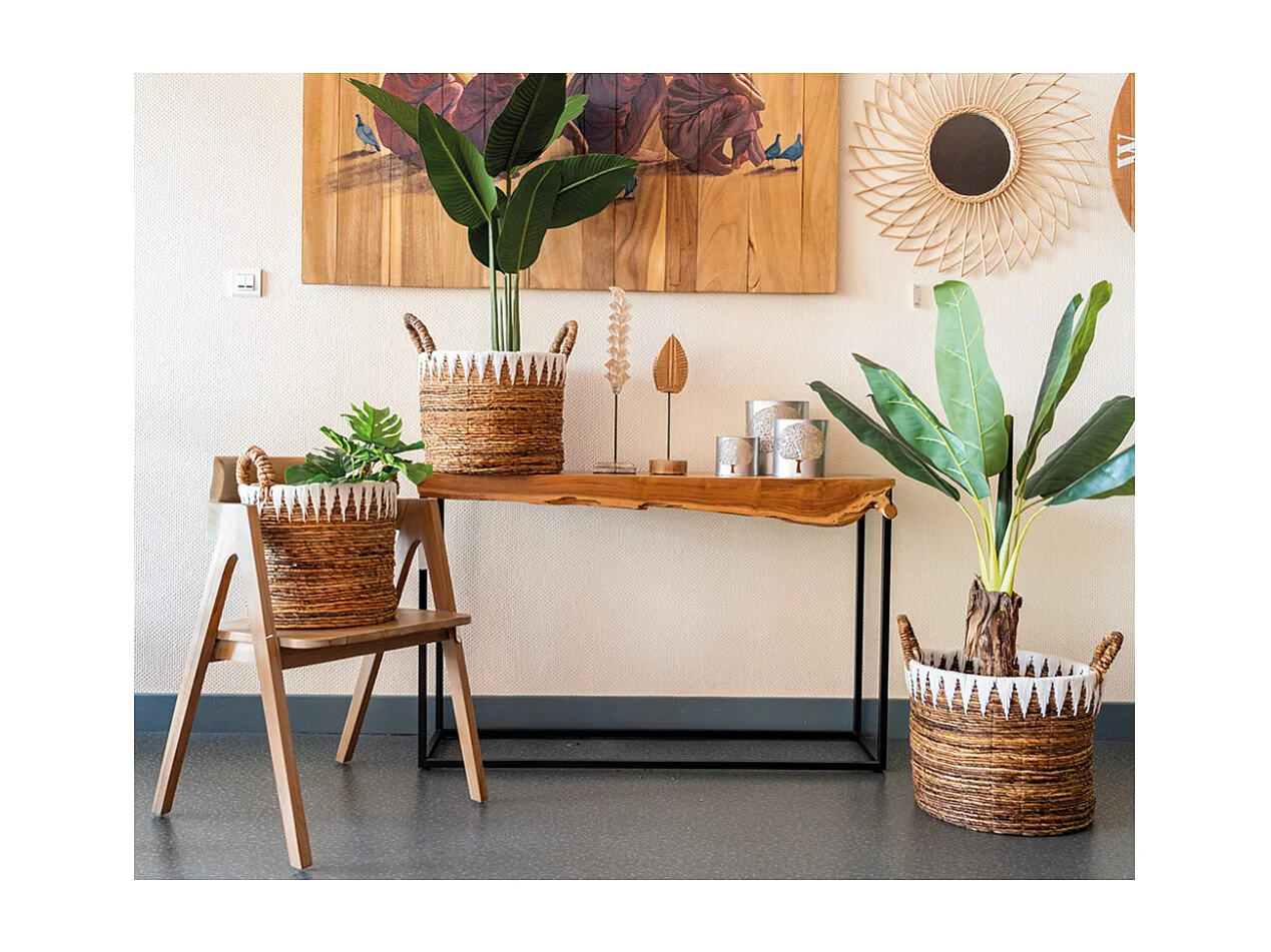 Corbeilles rondes en bananier et coton (lot de 3)