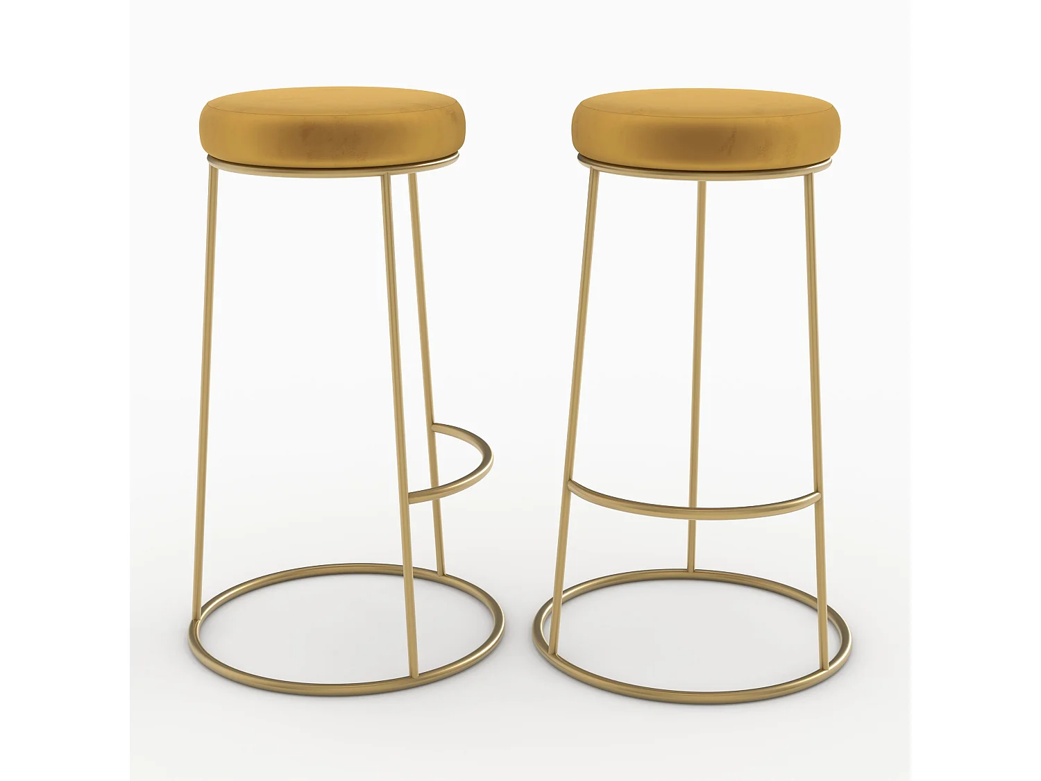 Set di 2 sgabelli da bar in velluto giallo curry H73 cm - Kendal